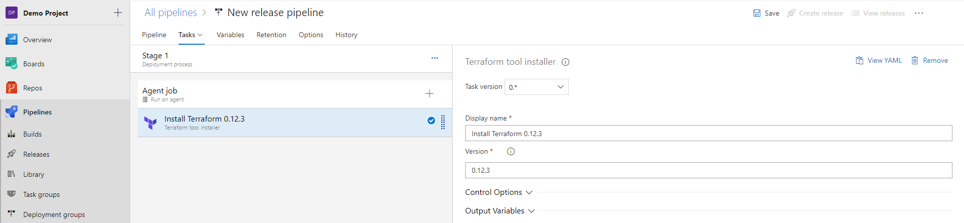 Using Terraform tool installer task